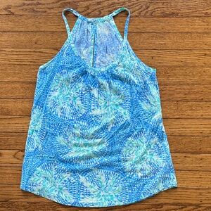 Lilly Pulitzer Blue and Aqua Printed Halter Top